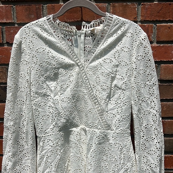 Ted Baker White Long Sleeve Lace Mini Dress - Picture 5 of 13